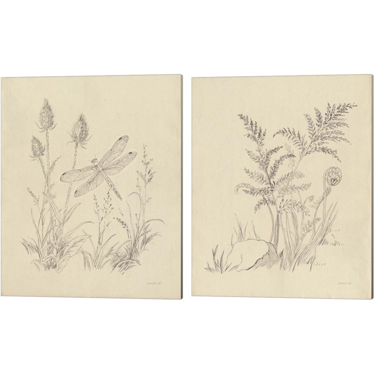 Vintage Nature Sketchbook by Danhui Nai 12" x 15" Canvas Wall Art (Set of 2)